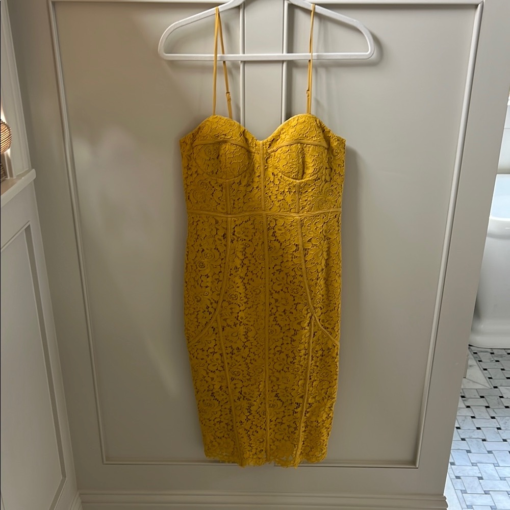 Bardot Yellow Lace COCKTAIL Dress- NWT